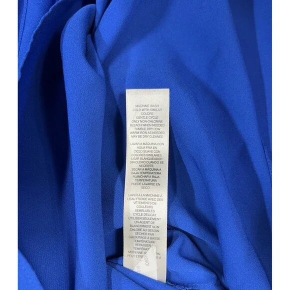 Chico's 2 Long Split Front Tunic Top Large Sheer Long Sleeve Royal Blue Layered - Picture 9 of 10